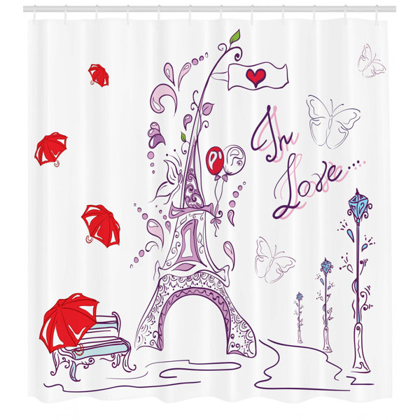 East Urban Home Eiffel Tower Shower Curtain Set + Hooks Wayfair